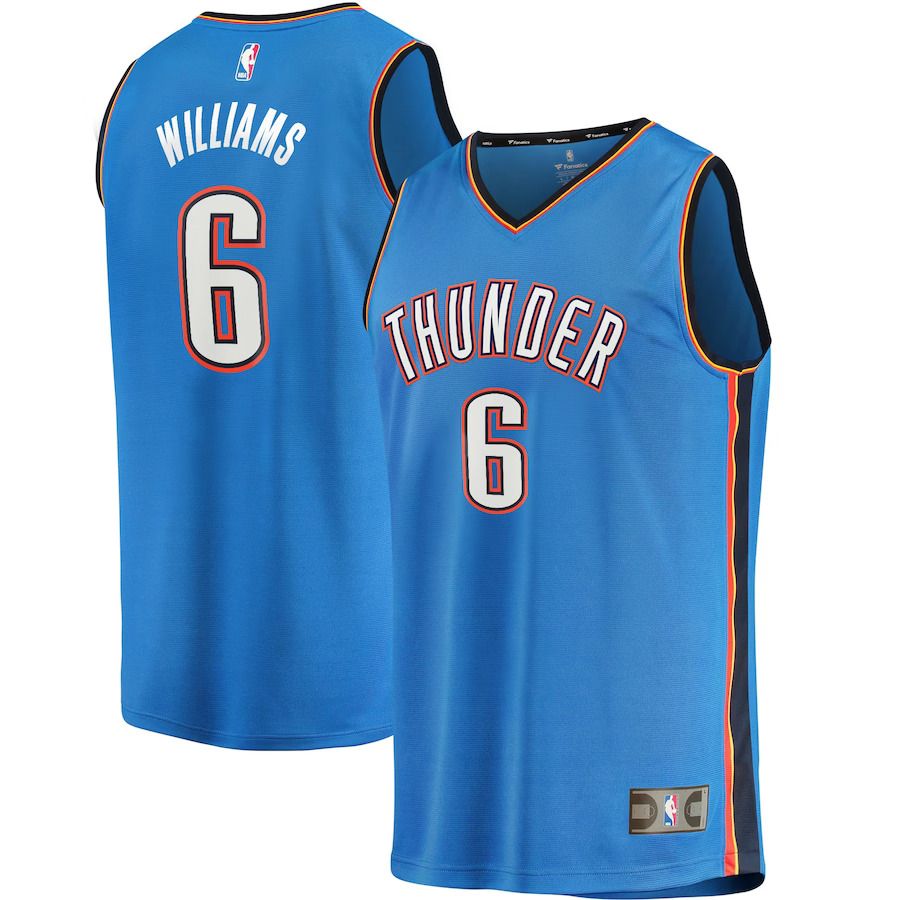 Men Oklahoma City Thunder 6 Jaylin Williams Fanatics Branded Blue Icon Edition 2021-22 Fast Break Replica NBA Jersey